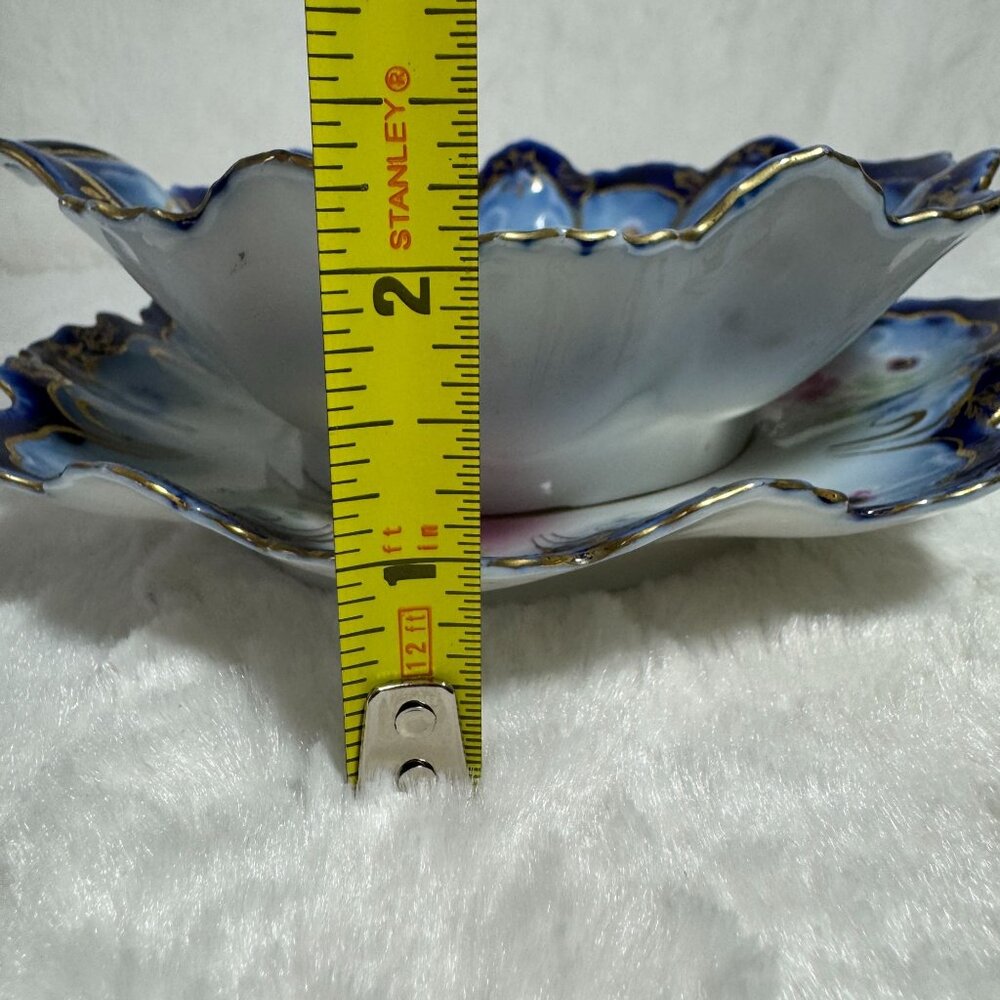 Antique Porcelain Bowl & Plate Set With Floral Design & Gold Accents 2 pc set - Picture 8 of 9